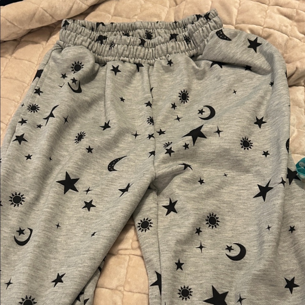 SHEIN Gray Star and Moon Print Pants